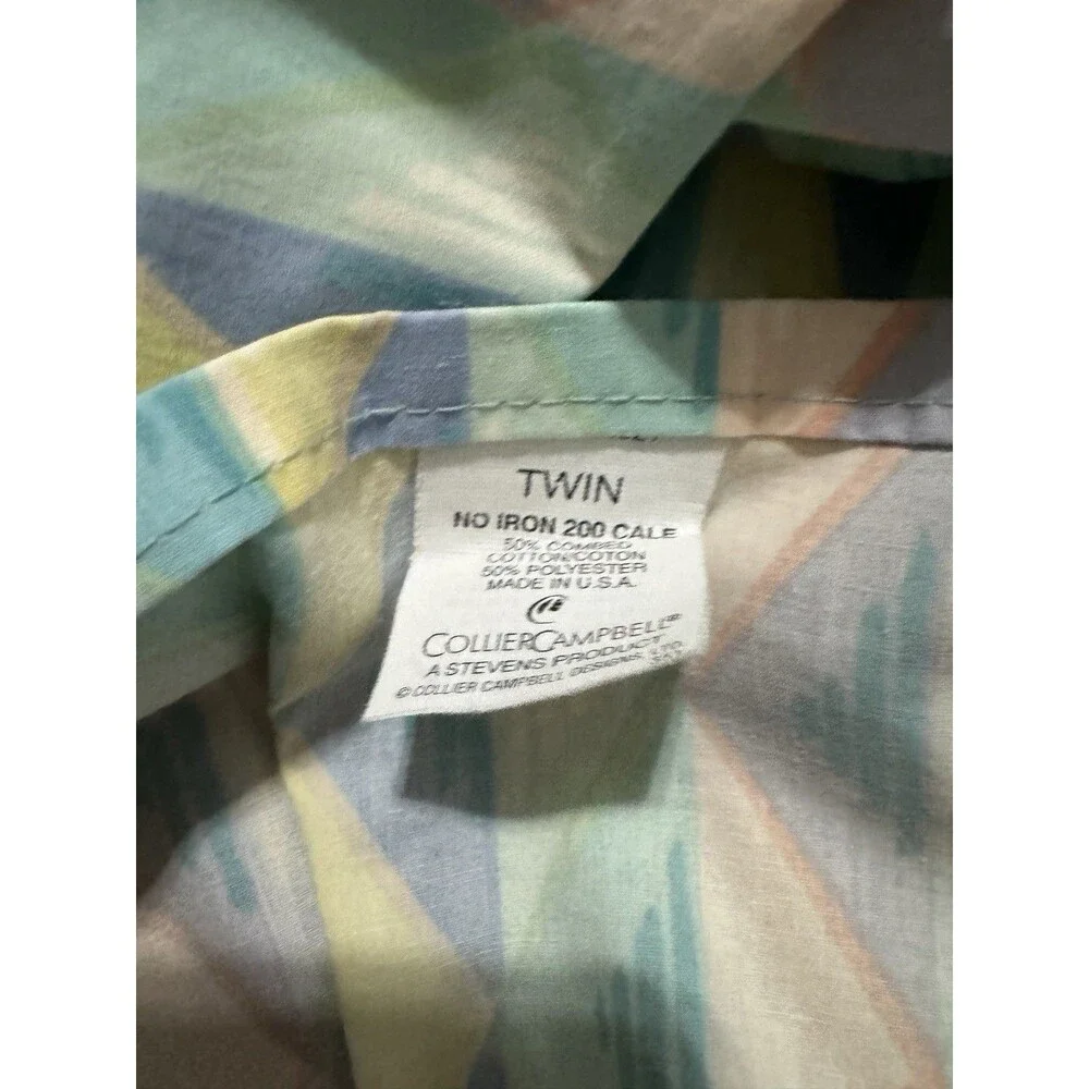 Collier Campbell Vintage Lapis Lagoon Twin Flat Sheet Southwestern Tribal